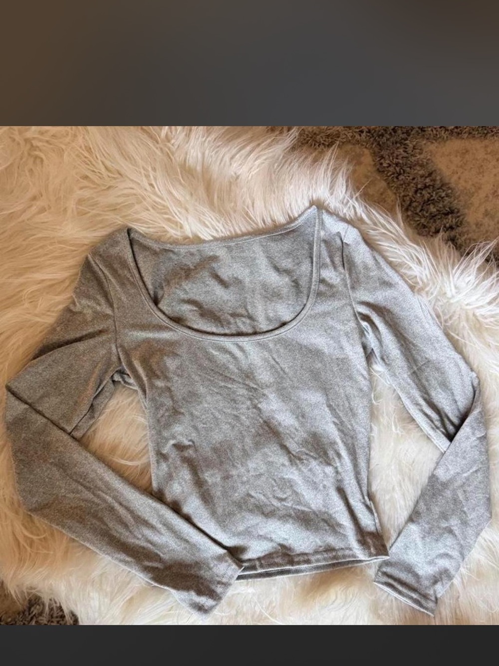 H&M Heather Gray Long Sleeve Scoop Neck Top